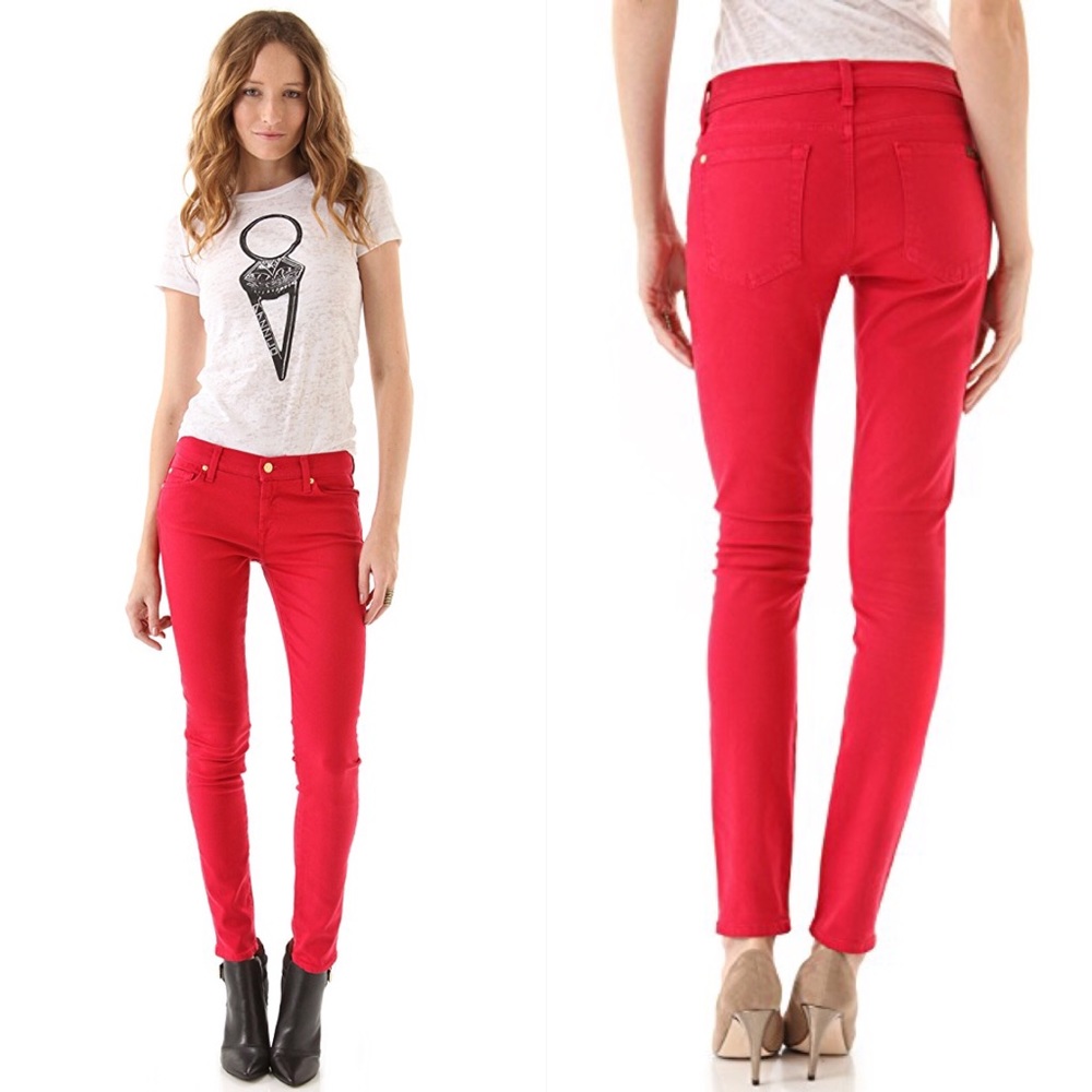 7 For All Mankind Red Slim Illusion Skinny Jeans